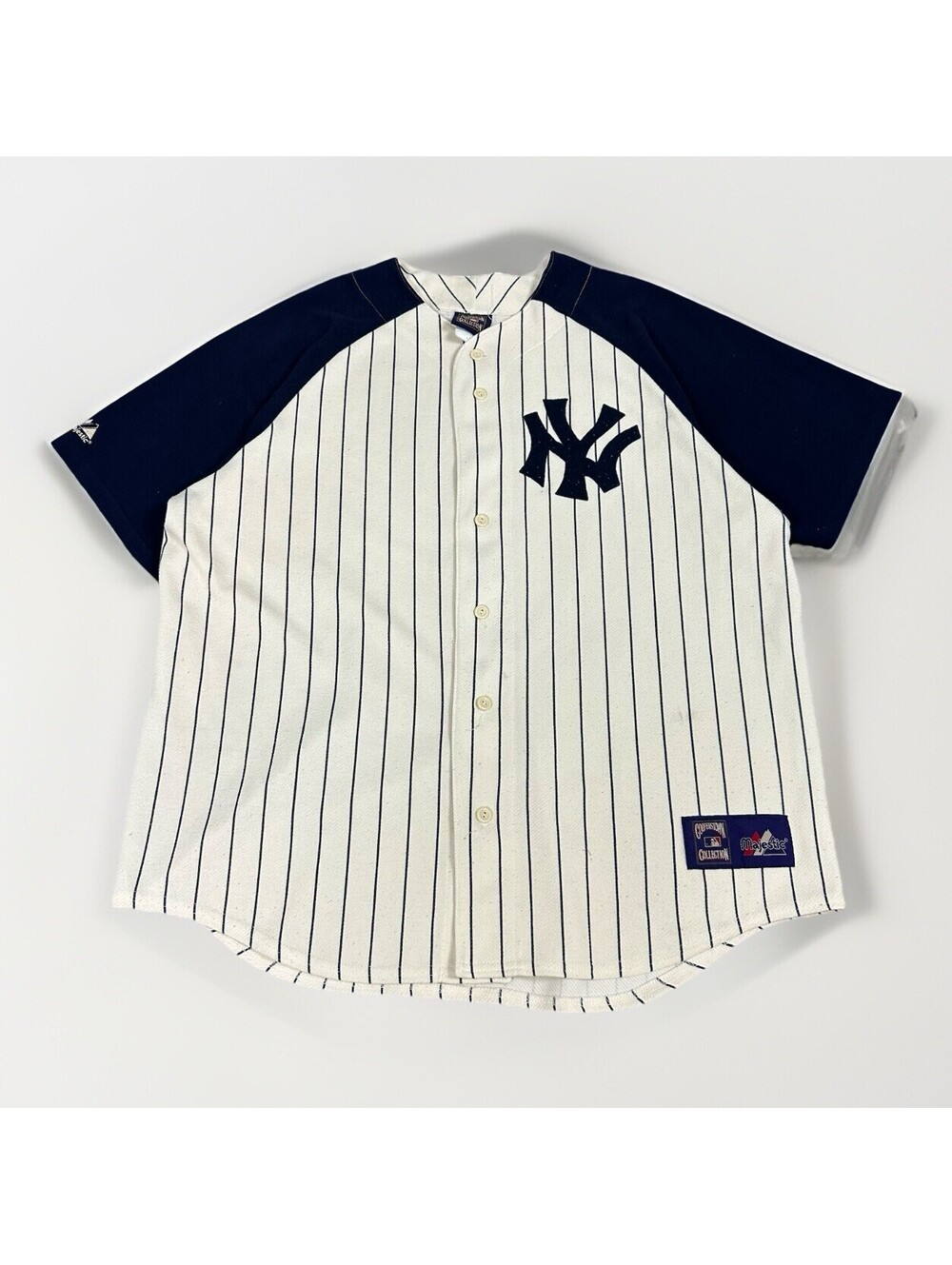 Cooperstown New York Yankees Majestic Jersey Mens Size XL Beige USA Sewn MLB